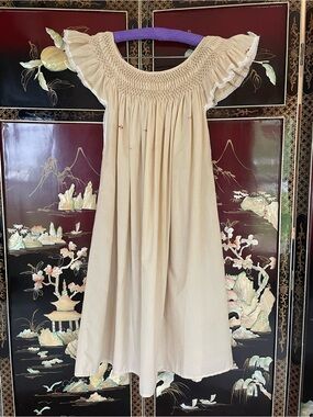 1970s honeycomb smocked dress